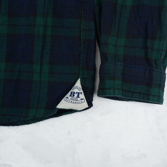 Vtg Boston Traders Shirt Mens L Green Plaid Flannel Grunge Cabincore Heritage - Picture 8 of 11
